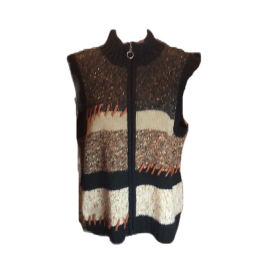 CHRISTOPHER & BANKS Lovely Zip-up Sweater Vest Size L - Picture 2 of 10